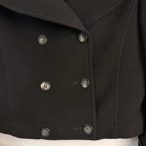 Vintage Express Cropped Wool Jacket Double Breasted Black Womens S - Picture 4 of 7